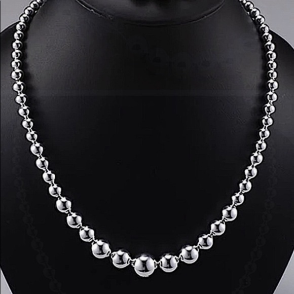 STERLING SILVER BEADED BALL MATCHING NECKLACE BRACELET SET - Picture 7 of 12